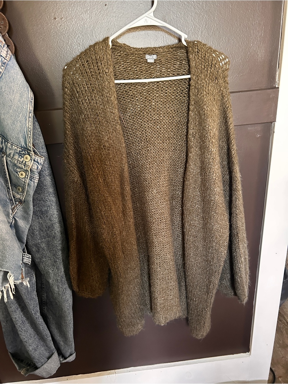 aerie Open-Front Olive Cardigan Sweater